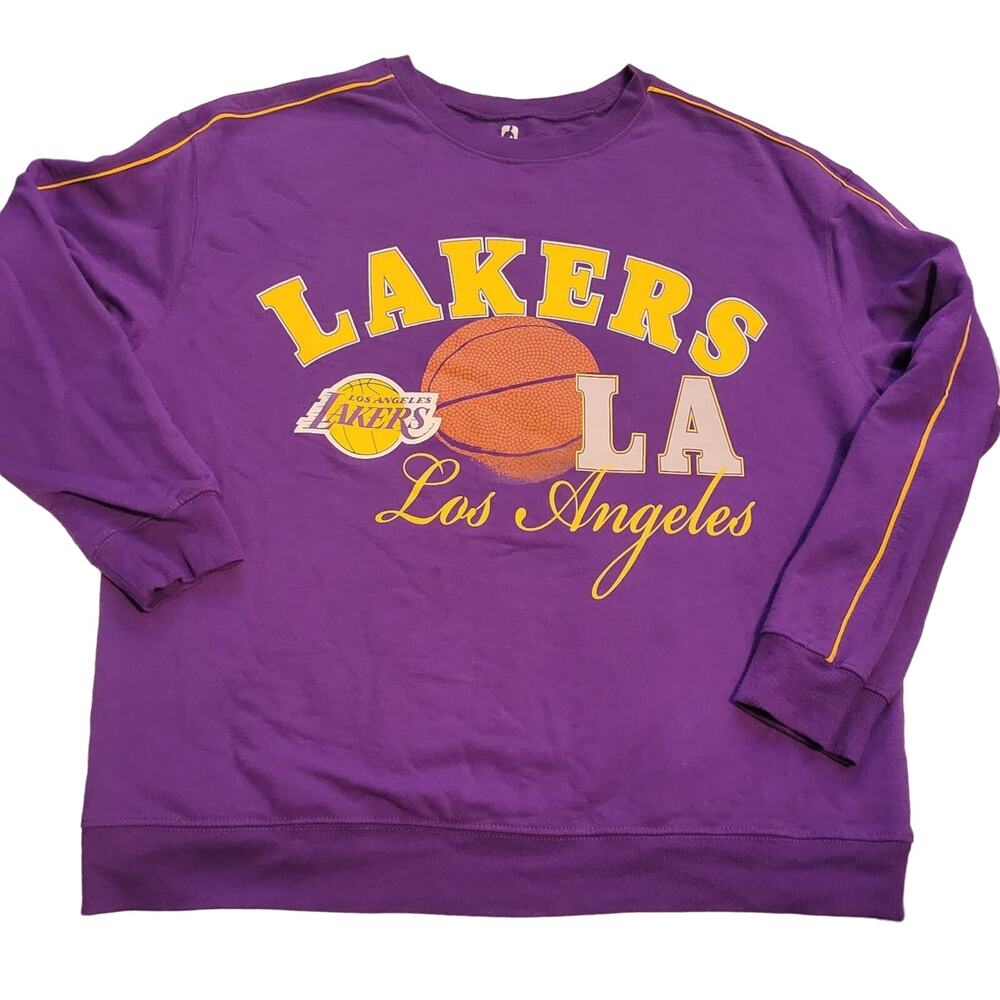 NBA Purple Los Angeles Lakers Basketball Pullover Crew Neck Sweater Size XL